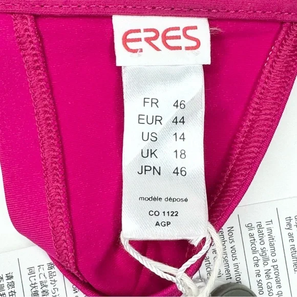 NWT ERES “Compact Stud” Full Cup Triangle Bikini Top Braided Circle Pink Size 14 - Picture 3 of 16